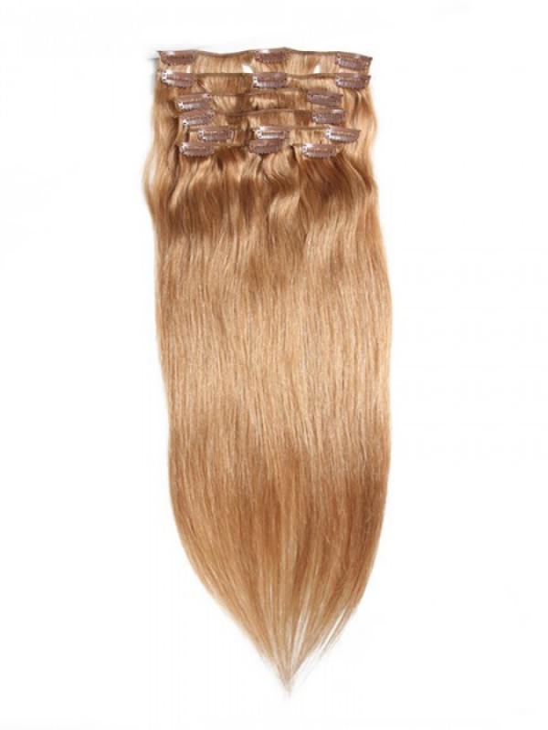 115g Platium Blonde Clip In Hair Cheap Virgin Hair Extensions 8Pcs/set