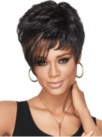 Short Straight Capless Synthetic Wig With Bangs 6 Inches