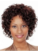 Afro-Hair Short Curly Capless Human Hair Wigs 8 Inches