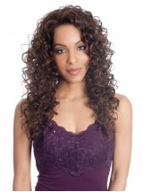 Afro-Hair Long Curly Lace Front Synthetic Wig With Side Bangs 20 Inches
