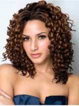 Afro-Hair Central Parting Long Curly Lace Front Synthetic Wig 16 Inches
