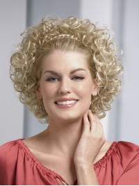 Discount Blonde Curly Chin Length Human Hair Wigs & Half Wigs