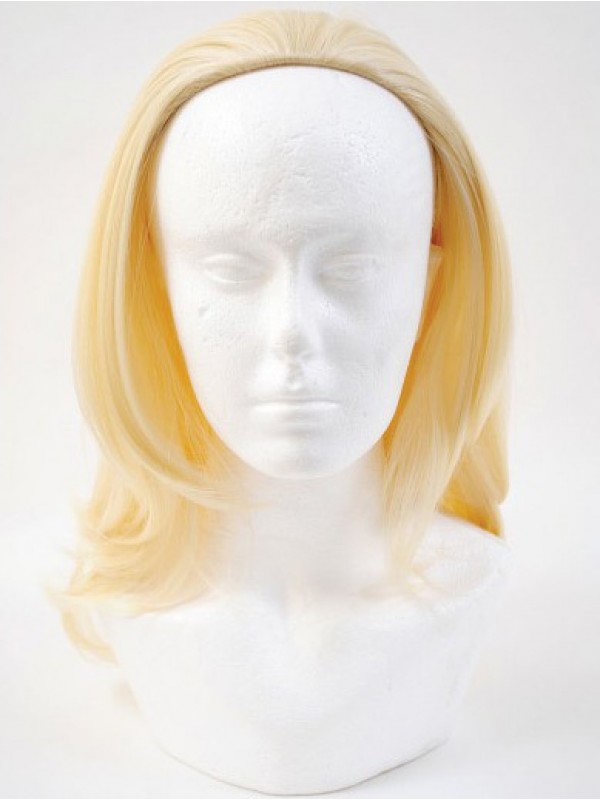 Ideal Blonde Wavy Shoulder Length Human Hair Wigs & Half Wigs