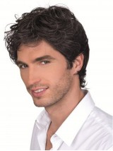 Short Curls Human Men Wigs