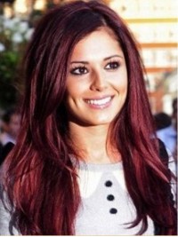 Cheryl Cole Layered Straight Long Capless Synthetic Wigs With Side Bangs