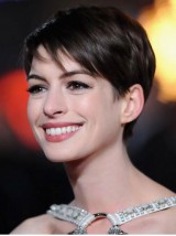 Anne Hathaway Short Lace Front Straight Boy Cut Lace Front Human Hair Wigs