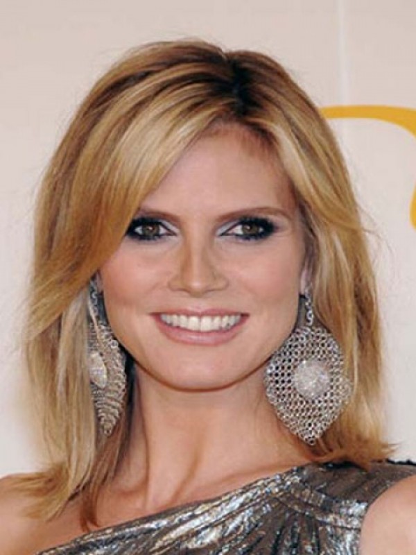 Heidi Klum Intimates Medium Straight Capless Human Hair Wigs With Side Bangs