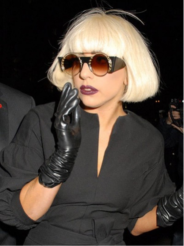 Lady Gaga Bob Style Short Straight Synthetic Capless Wigs With Bangs