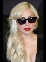 Lady Gaga Blonde Long Wavy Capless Synthetic Wigs With Side Bangs