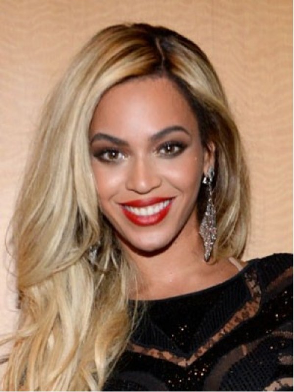 Beyonce Long Wavy Lace Front Human Hair Wigs With Side Bangs