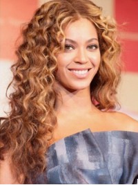 Beyonce Central Parting Long Curly Capless Human Hair Wigs