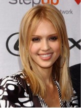 Jessica Alba Blonde Medium Straight Central Parting Full Lace Human Hair Wigs