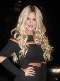 Kim Zolciak Long Wavy Central Parting Lace Front Synthetic Wigs