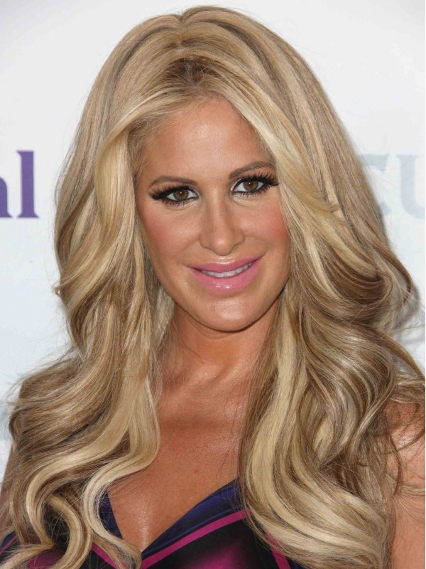 Kim Zolciak Long Wavy Lace Front Synthetic Wigs Without Bangs With Baby Hairs