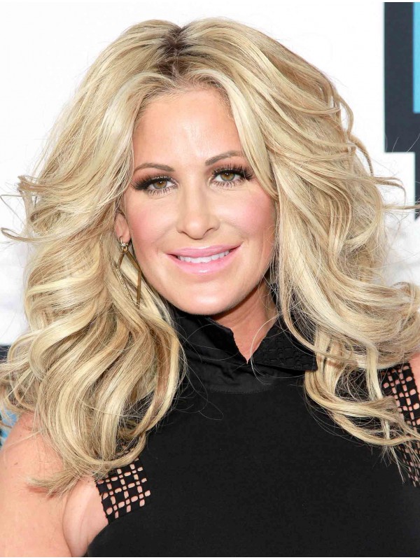 Kim Zolciak Central Parting Long Wavy Synthetic Wigs