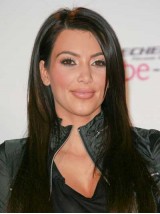 Kim Kardashian Long Black Straight Monofilament Human Hair Wigs With Side Bangs