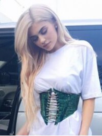 Kylie Jenner Layered Long Blonde Straight Synthetic Lace Front Wigs With Side Bangs