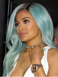 Kylie Jenner Ombre Long Straight Synthetic Lace Front Wigs With Side Bangs