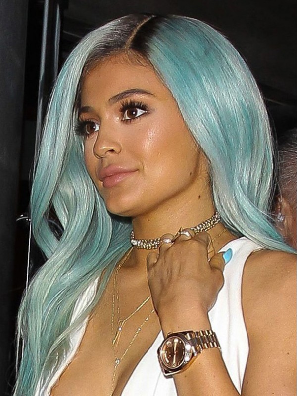 Kylie Jenner Ombre Long Straight Synthetic Lace Front Wigs With Side Bangs