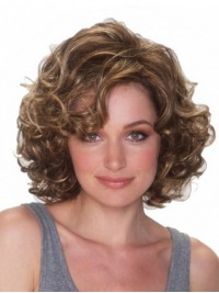 Brown Short Curly Synthetic Capless Wigs