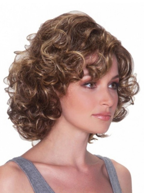 Brown Short Curly Synthetic Capless Wigs