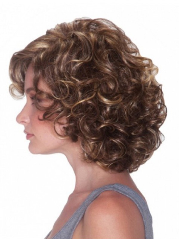 Brown Short Curly Synthetic Capless Wigs