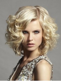 Short Wavy Capless Blonde Synthetic Wigs