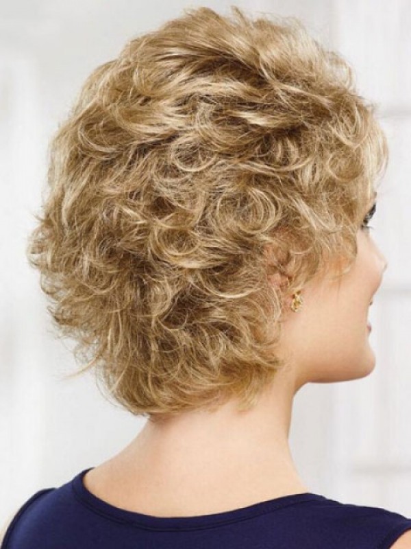 Short Blonde Curly Capless Synthetic Wig
