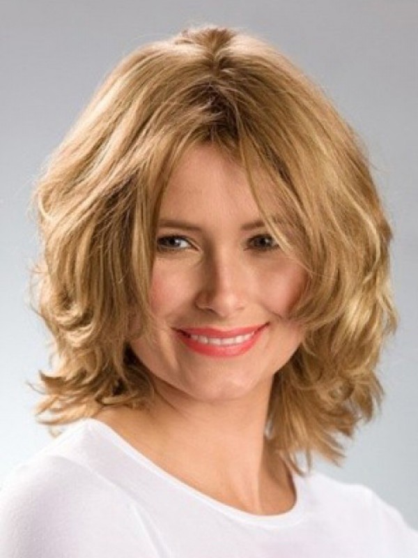 Blonde Medium Wavy Synthetic Capless Wig