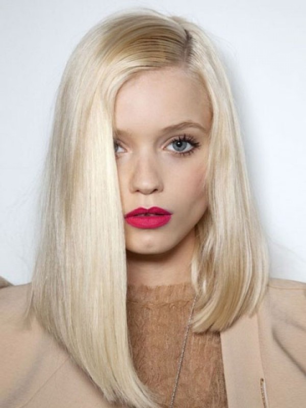 Blonde Medium Straight Capless Synthetic Wig