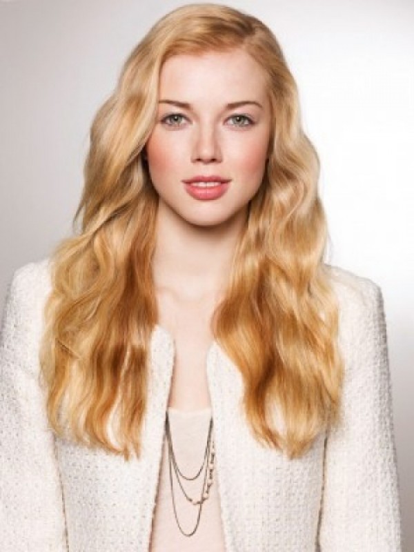 Long Blonde Wavy Lace Front Synthetic Wig