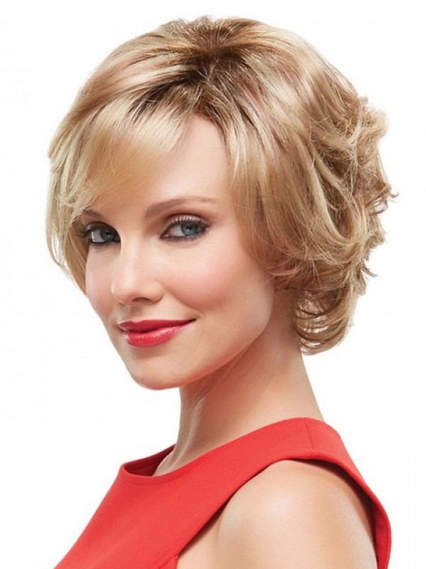 Blonde Short Wavy Full Lace Synthetic Wig