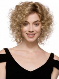 Blonde Curly Capless Synthetic Wig