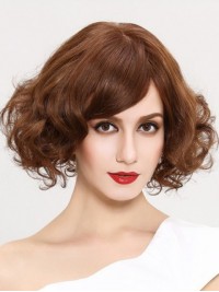 Brown Short Wavy Synthetic Short Full Lace Wig