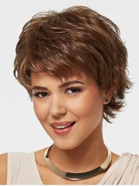 Brown Short Straight Capless Synthetic Wig