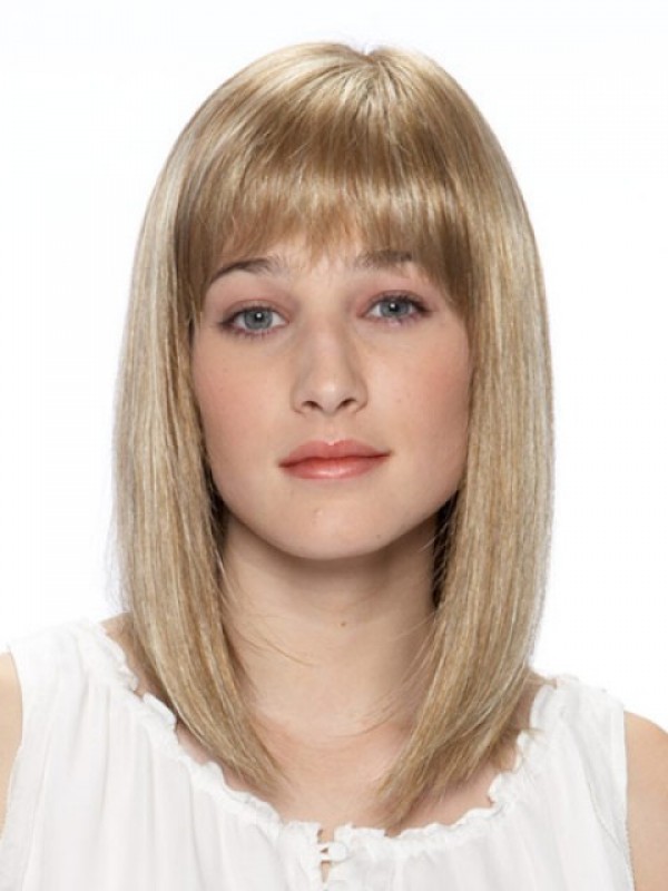 Blonde Medium Straight Lace Front Synthetic Wigs