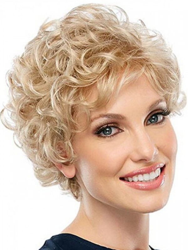 Blonde Curly Short Lace Front Synthetic Wigs