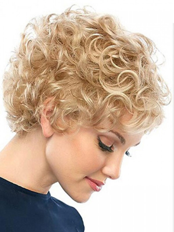 Blonde Curly Short Lace Front Synthetic Wigs