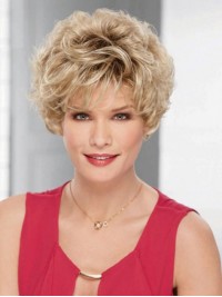 Blonde Short Capless Curly Synthetic Wigs Inch