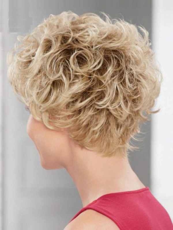 Blonde Short Capless Curly Synthetic Wigs Inch