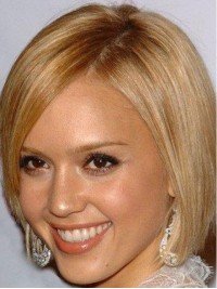 Short Straight Blonde Full Lace Synthetic Wigs