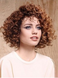 Medium Curly Brown Capless Synthetic Wig