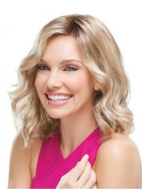 Medium Blonde Wavy Capless Synthetic Wig