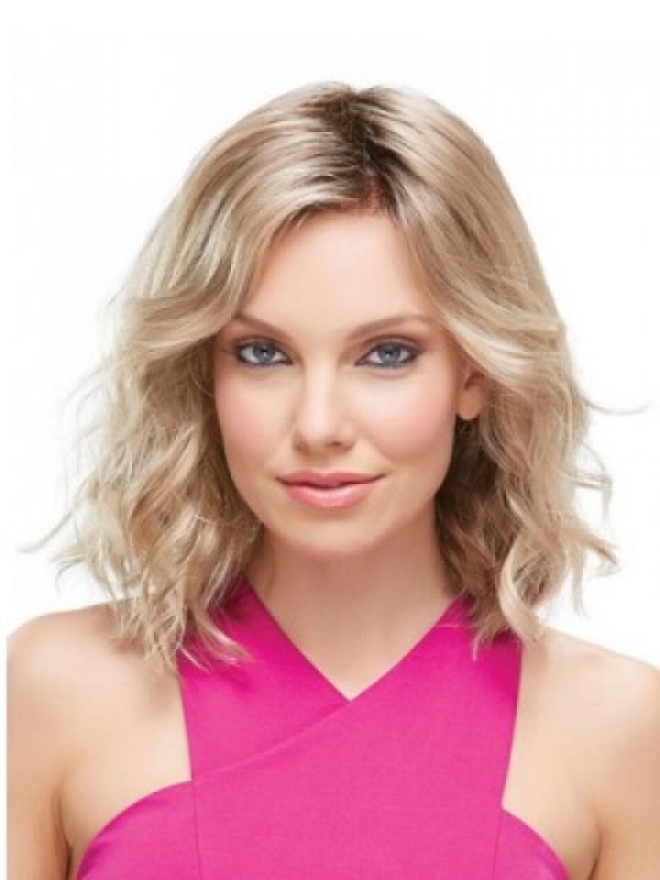 Medium Blonde Wavy Capless Synthetic Wig