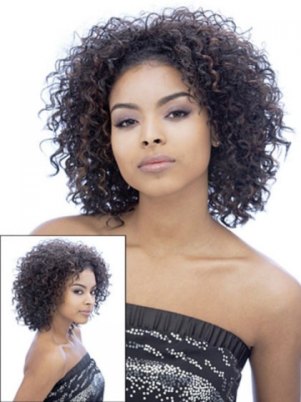 Medium Curly Capless Synthetic Wig