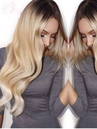 Long Blonde Wavy Two Tones Human Wig