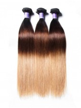 3 Bundles Three Tone Ombre Straight Human Virgin Hair Weaving