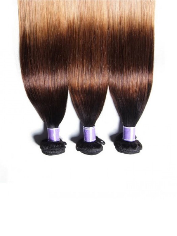 3 Bundles Three Tone Ombre Straight Human Virgin Hair Weaving