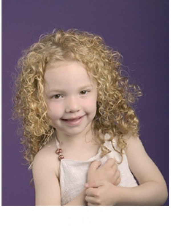 Gorgeous Blonde Curly Shoulder Length Kids Wigs