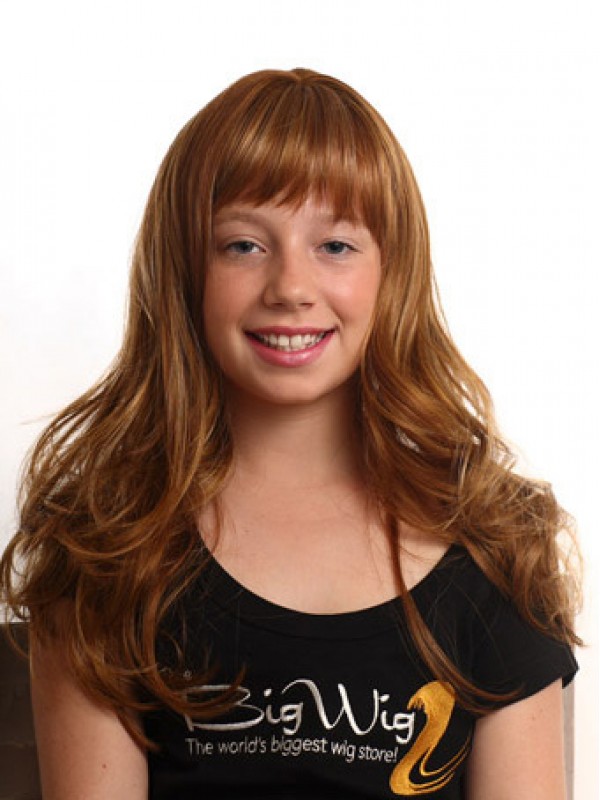 Gentle Auburn Wavy Long Kids Wigs